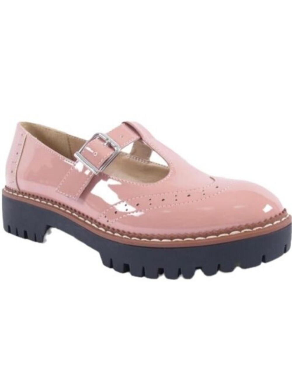 Jellypop Rosabella Rose Patent Vegan Leather Mary Jane Loafers Size 8.5